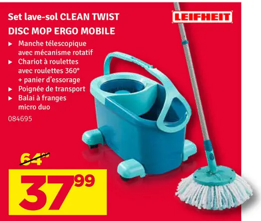 Offre: Set lave-sol CLEAN TWIST DISC MOP ERGO MOBILE