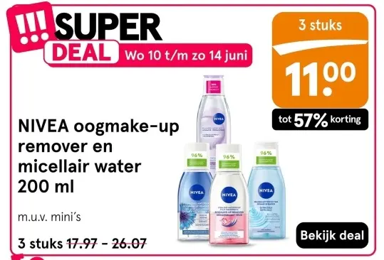 Aanbieding: Oogmake-up remover en micellair water 200 ml