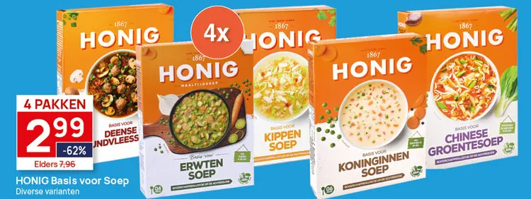 Aanbieding: 4 pakken Honig Basis voor soep