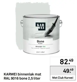 Aanbieding: Binnenlak mat RAL 9016 bone