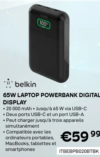 Offre: 65w laptop powerbank digital display