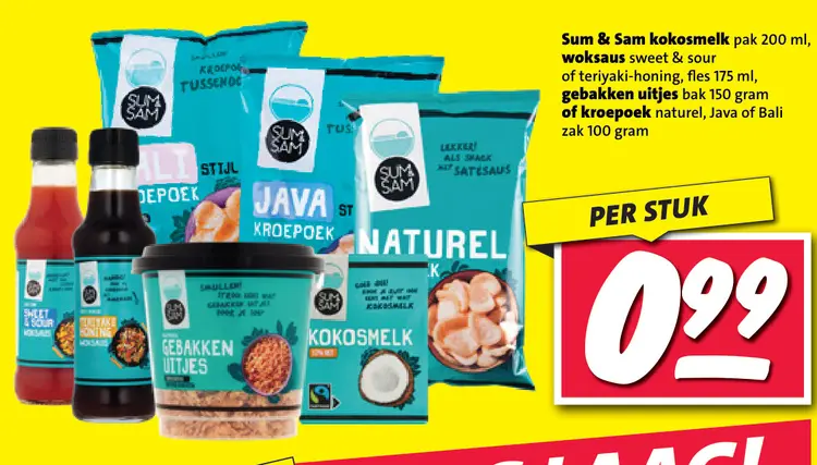 Aanbieding: kokosmelk, woksaus sweet & sour of teriyaki-h