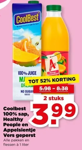 Aanbieding: Coolbest 100% sap, Healthy People en Appelsientje Vers geperst