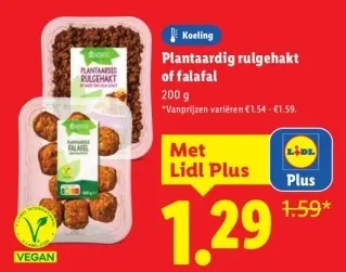 Aanbieding: Plantaardig rulgehakt of falafal