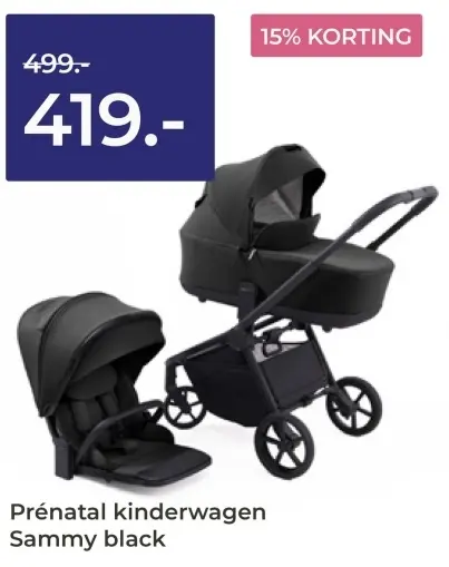 Aanbieding: Prénatal kinderwagen Sammy black