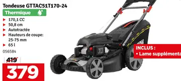Offre: Tondeuse thermique GTTAC51T170-24 170,1 cc 50,8 cm GARDEO PRO