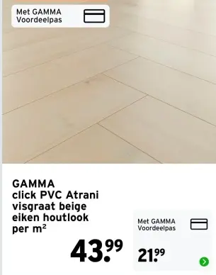 Aanbieding: click PVC Atrani visgraat beige eiken houtloo