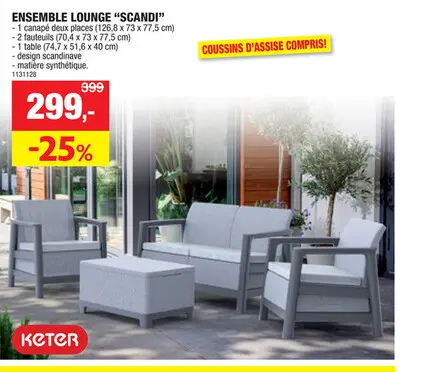 Offre: Keter Scandi salon de jardin ash grey