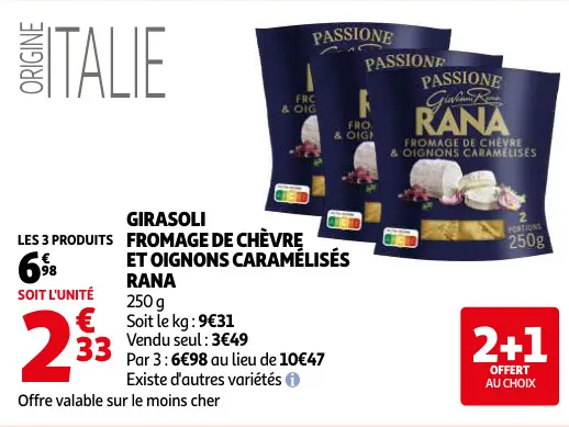 Promotie: Girasoli fromage de chèvre et oignons caramélisés Rana