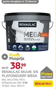 Aanbieding: Renaulac muur- en plafondverf méga