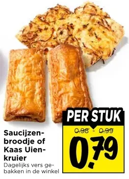 Saucijzenbroodje of Kaas Uienkruier