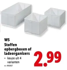 Promotie: Stoffen opbergboxen of ladeorganizers