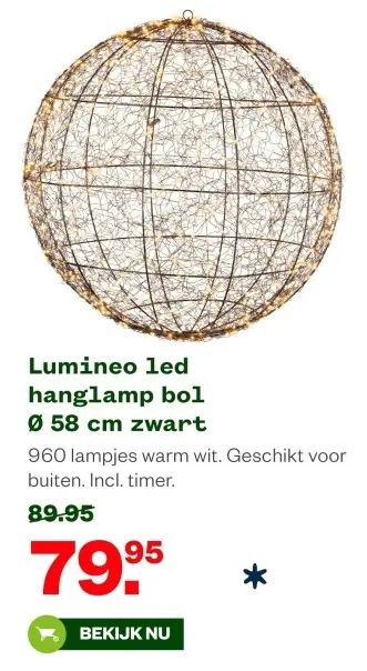 Aanbieding: led hanglamp bol Ø 58 cm zwart