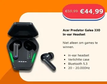 Aanbieding: Acer Predator Galea 330 In-ear Headset