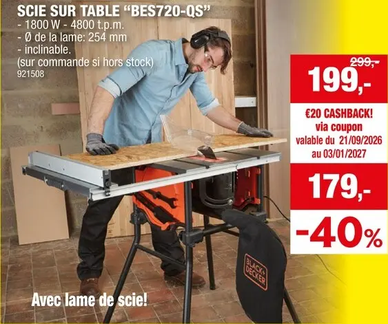 Offre: Scie sur table "BES720-QS"