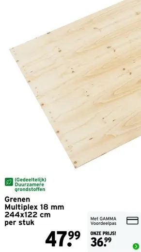 Aanbieding: Grenen Multiplex 18 mm 244x122 cm