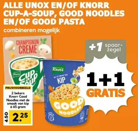 Aanbieding: Alle Unox en/of Knorr Cup-a-Soup, Good Noodles en/of Good Pasta