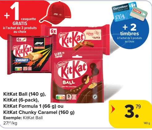 Offre: KitKat Ball, KitKat (6-pack), KitKat Formula 1