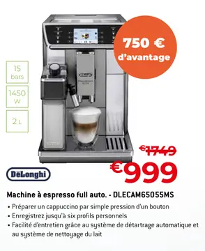 Offre: Machine à espresso full auto. - DLECAM65055MS