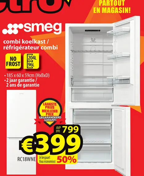 Promotie: combi koelkast / réfrigérateur combi