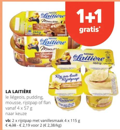 Promotie: LA LAITIÈRE le liégeois, pudding, mousse, rijstpap of flan