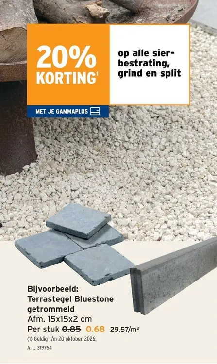 Promotie: Terrastegel Bluestone getrommeld