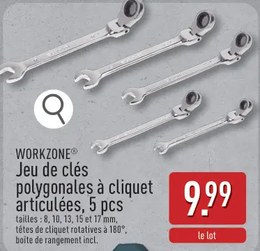 Offre: Jeu de clés polygonales à cliquet articulées
