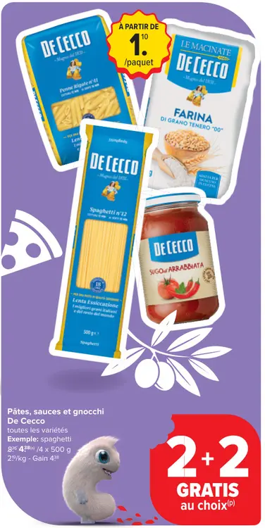Offre: Pâtes, sauces et gnocchi