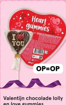 Aanbieding: Valentijn chocolade lolly en love gummies