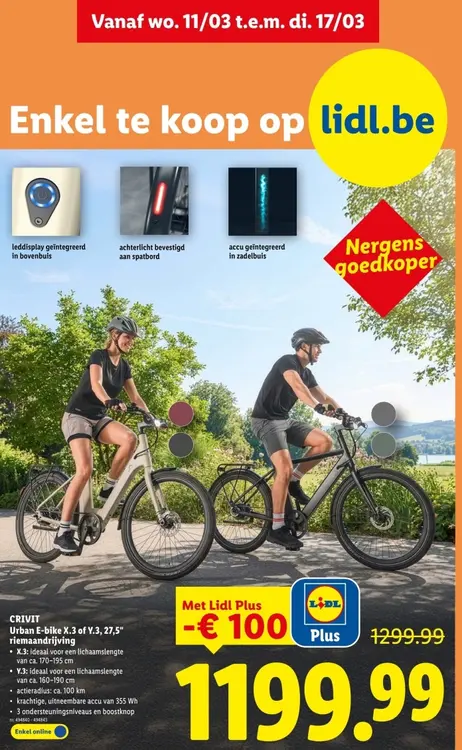 Promotie: CRIVIT Urban E-bike X.3 of Y.3, 27,5" riemaan