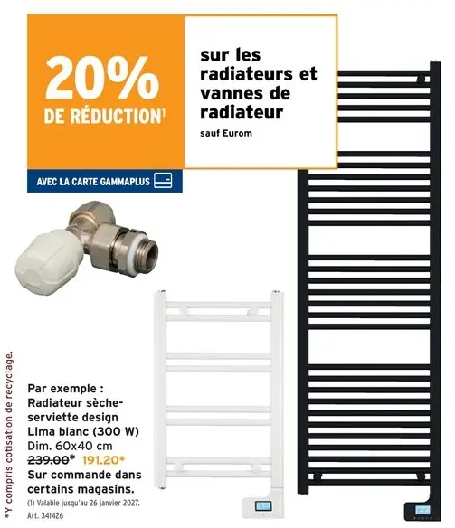 Offre: Radiateurs et vannes de radiateur