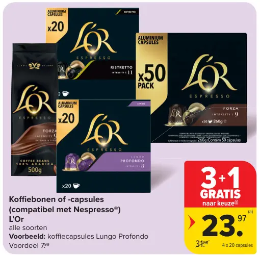 Promotie: Koffiebonen of -capsules (compatibel met Nespresso)