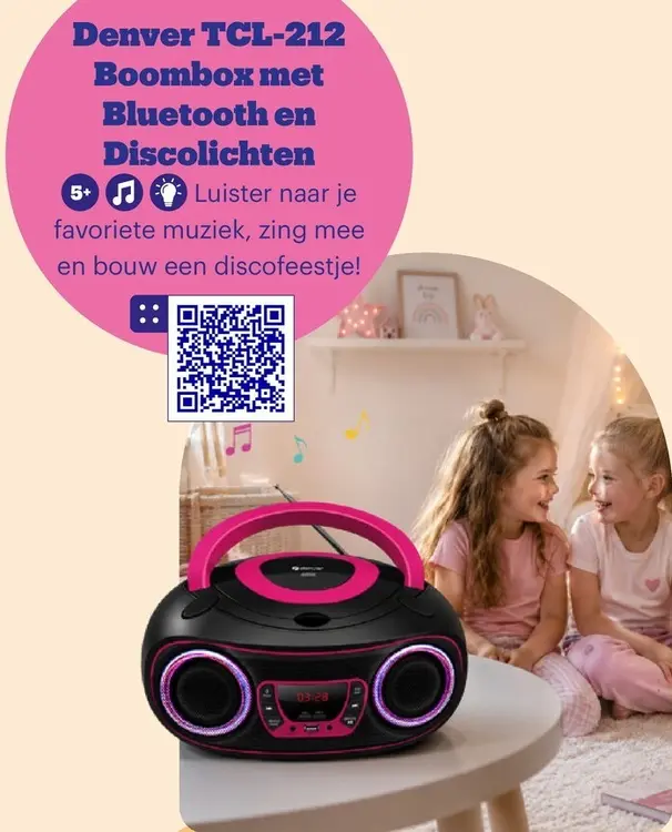 Aanbieding: TCL-212 Boombox met Bluetooth en Discolichten
