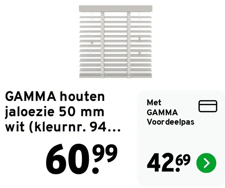 Aanbieding: Houten jaloezie 50 mm wit