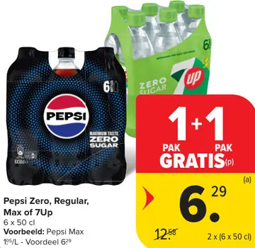 Aanbieding: Pepsi Zero, Regular, Max of 7Up