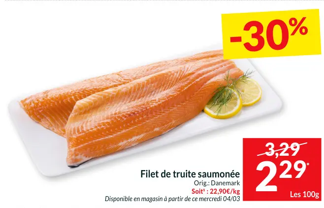 Offre: Filet de truite saumonée