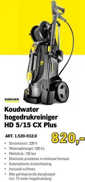 Aanbieding: Koudwater hogedrukreiniger HD 5/15 CX Plus