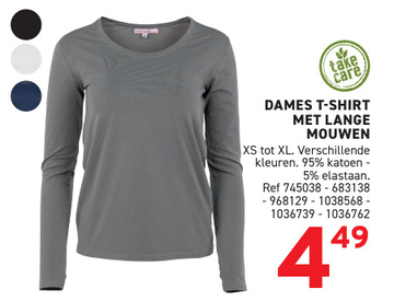 Aanbieding: DAMES T-SHIRT MET LANGE MOUWEN