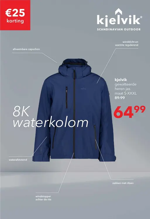 Aanbieding: Kjelvik waterdichte heren regenjas blauw