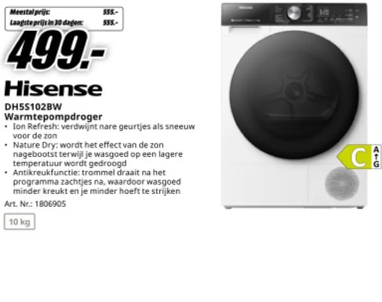 Aanbieding: DH5S102BW Warmtepompdroger