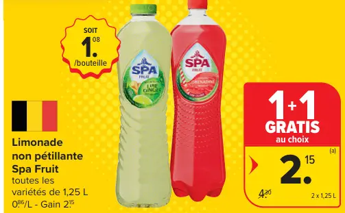Offre: Limonade non pétillante Spa Fruit