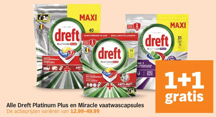 Aanbieding: Dreft Platinum Plus en Miracle vaatwascapsule