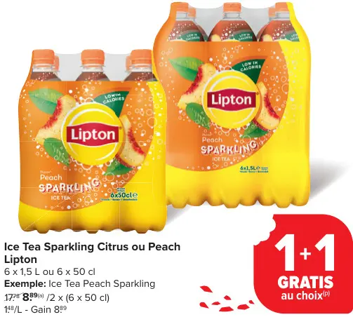 Offre: Ice Tea Sparkling Citrus ou Peach