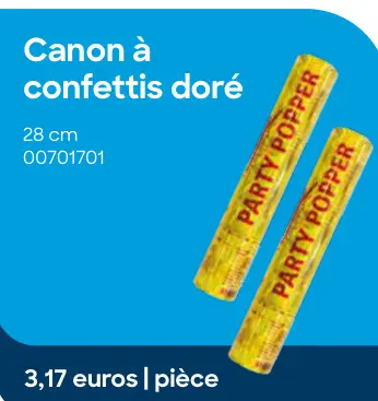 Offre: Canon à confettis doré