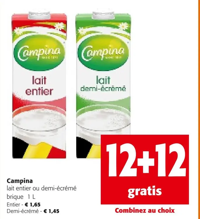 Offre: lait entier ou demi-écrémé