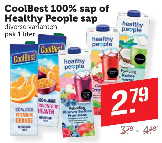 Aanbieding: CoolBest 100% sap of Healthy People sap