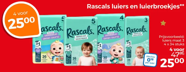 Aanbieding: Rascals luiers en luierbroekjes