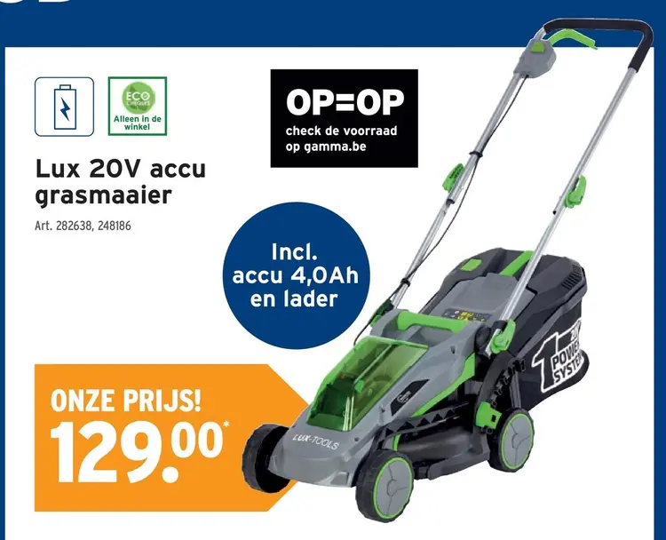 Promotie: Lux 20V accu grasmaaier
