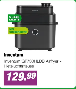 Aanbieding: Inventum GF730HLDB Airfryer - Heteluchtfriteu