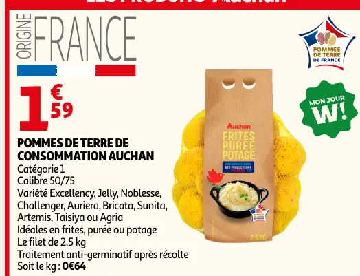 Promotie: Pommes de terre de consommation Auchan